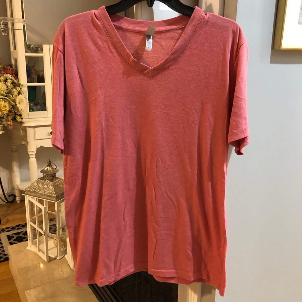 MTL Apparel Men’s Short Sleeve Coral Salmon Blush V Neck Shirt Top